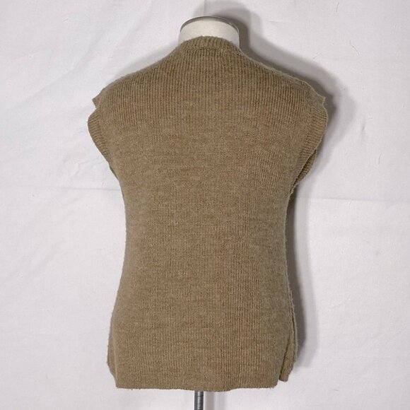 Vintage Junior Bazaar Tan Knit Open Front Vest Cardigan S - Picture 3 of 11